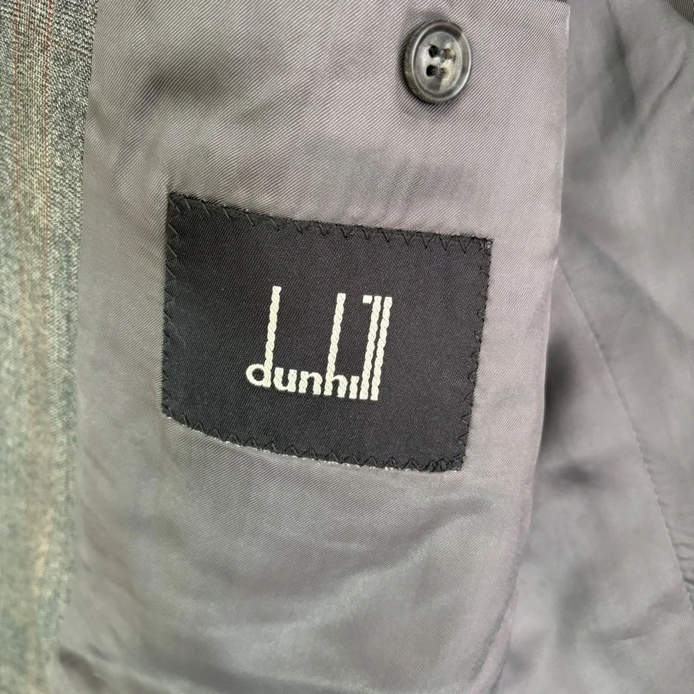 Dunhill Suit Mens 44R Grey Glen Plaid Wool 2 Button Double Pleated Cuffed Italy